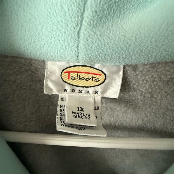 Women's Light Green Fleece Jacket By Talbots Size 1x - Picture 2 of 4